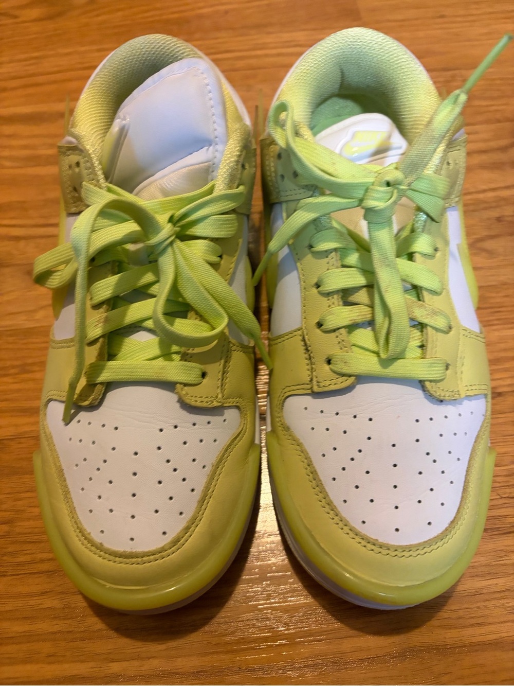 Lime Green and White Low-Top Sneakers